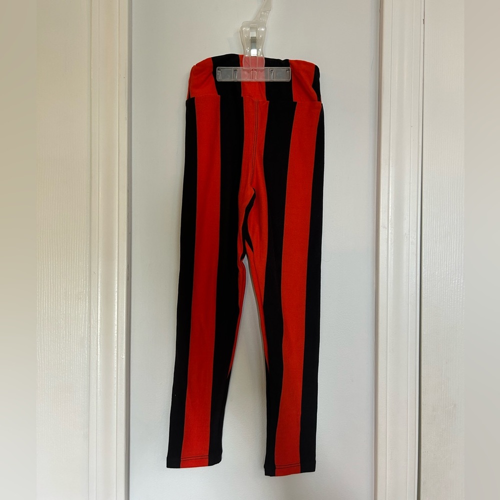 LuLaRoe Kids Leggings with Red and Black Stripes